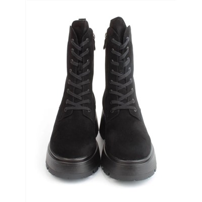 04-M2-1376 BLACK Ботинки зимние женские (натуральная замша, натуральный мех)