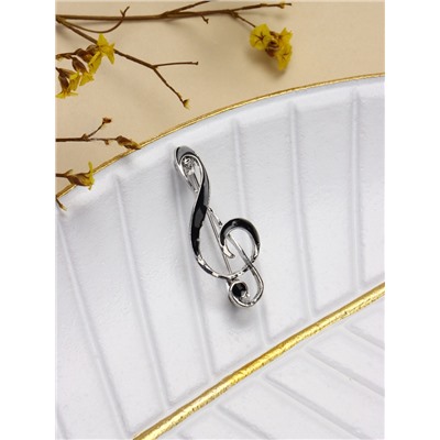 Брошь «Скрипичный ключ» классика, цвет чёрный в серебре