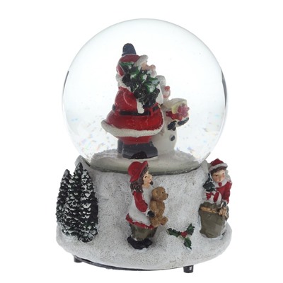 GAEM Фигурка декоративная "Дед Мороз" в стекл шаре (свет, муз, вьюга, 3хAAA), L12 W11 H14 см