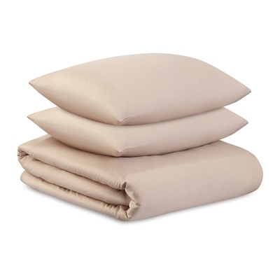Комплект постельного белья из премиального сатина бежевого цвета из коллекции Essential, 150х200 см