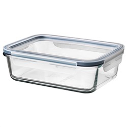 IKEA 365+, Vorratsbehälter mit Deckel, rechteckig Glas/Kunststoff,, 1.0 l