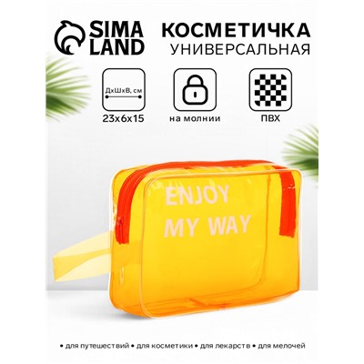 Косметичка на молнии для бассейна, с ручкой, с принтом, прозрачная/оранжевая