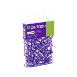 Скрепки 28мм, Berlingo, 100шт., цветные, ПВХ упак., европодвес, фиолетовые