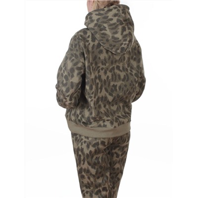 868-6 GREEN/LEOPARD Костюм спортивный зимний женский (95% хлопок, 5% полиэстер)