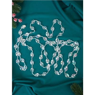 Бусы на ёлку «Льдинка», длина 2.7 м, d=15 мм, прозрачные перламутровые