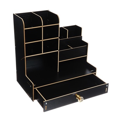 Органайзер - подставка настольный deVENTE. Elrix 24.5×15×25.5 см, МДФ, чёрный, картонная коробка