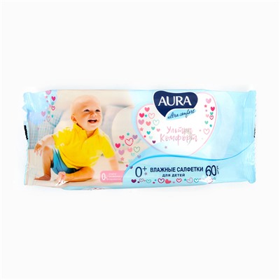Влажные салфетки Aura Ultra Comfort, детские, 60 шт.