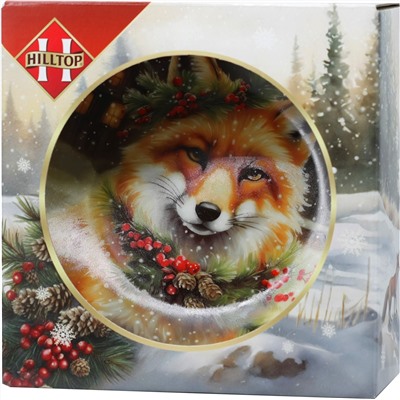 HILLTOP. Новый год. Чайный набор с тарелкой. Снежная лиса 50 гр. карт.упаковка