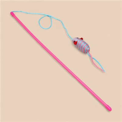 Дразнилка-удочка «Полосатая мышь», цвет МИКС