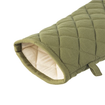 Прихватка-варежка из хлопка оливкового цвета из коллекции Essential, 17,5х33 см