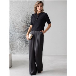 Джемпер поло с застежкой на пуговицы из хлопковой пряжи с пайетками