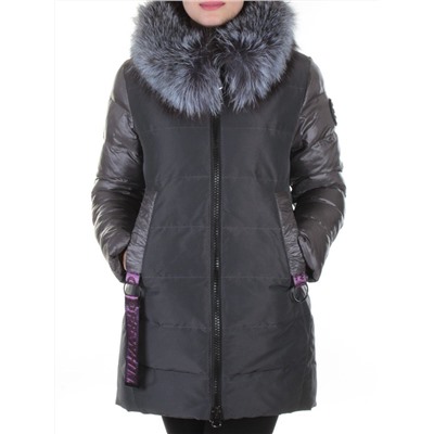 8186 DK. GRAY Пальто женское с натуральным мехом Jarius