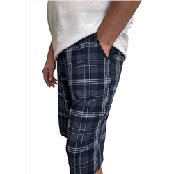 Шорты мужские из кулирки / темно-синяя клетка