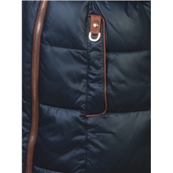 YM13-068 DK. BLUE Пальто женское зимнее (холлофайбер, натуральный мех)