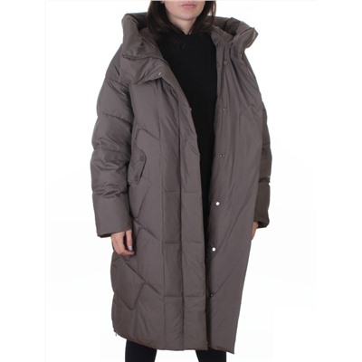 A621 GRAY/BROWN Пальто зимнее женское (200 гр. холлофайбер)