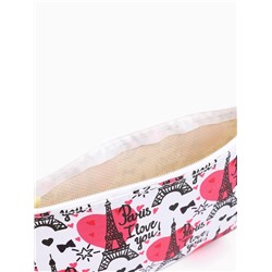 Косметичка-пенал на молнии, плоская, маленькая, с принтом, белая/розовая/чёрная