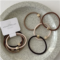 Набор резинок для волос с КВАДРАТНОЙ бусиной, Цвет: Коричневые