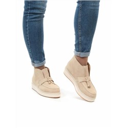 01-5172-5 BEIGE Ботинки женские демисезонные (натуральная замша, байка)