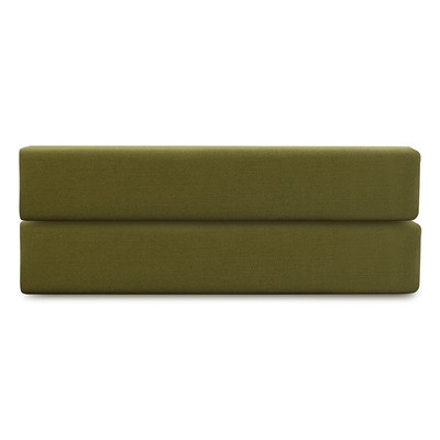 Простыня на резинке из премиального сатина оливкового цвета из коллекции Essential, 200х200х30 см