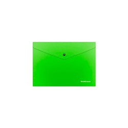 Папка-конверт на кнопке А5+ (239×189 мм), 180 мкм, ErichKrause Glossy Neon, глянцевая, полупрозрачная, микс