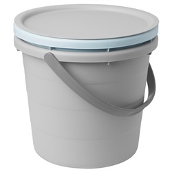 PEPPRIG, Eimer-Set mit Deckel 3-tlg., grau/blau