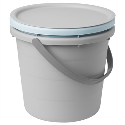 PEPPRIG, Eimer-Set mit Deckel 3-tlg., grau/blau