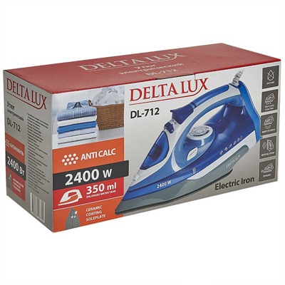 Утюг электрический 2400 Вт DELTA LUX DL-712 белый с синим