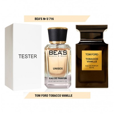 Tester Beas U716 Tom Ford Tobacco Vanille edp 25 ml, Парфюм унисекс Beas U716 создан по мотивам аромата Tom Ford Tobacco Vanille