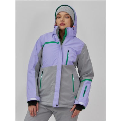 Гоннолыжная куртка женская зимняя сиреневого цвета 709Sn