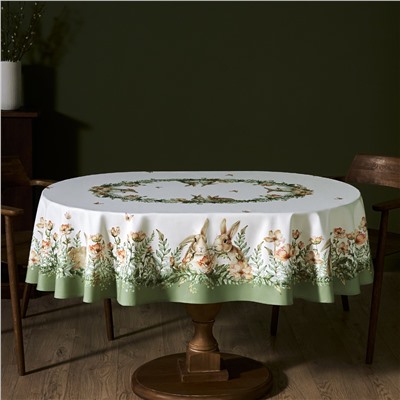 СКАТЕРТЬ ОВАЛЬНАЯ "SENSE", 140Х180СМ, 100% ХЛОПОК,ТВИЛ C ПРОПИТКОЙ