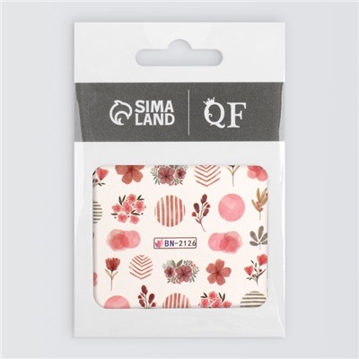 Слайдеры для ногтей «Цветочки и листочки», красные, розовые