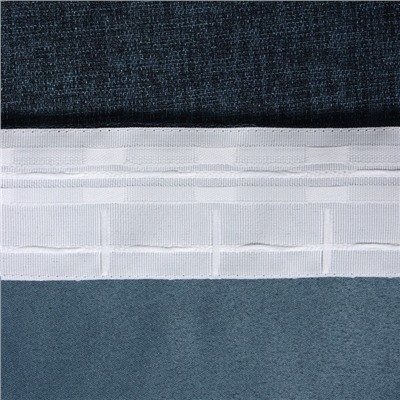 Штора портьерная Этель Natural 130*300 см, цв.синий, рогожка/блэкаут, пл. 275 г/м2
