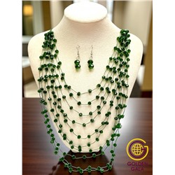 Комплект бижутерии "Хрустальная россыпь" , цвет зеленый мох