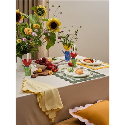 Набор кухонных полотенец с контрастным кантом горчичного цвета из коллекции Trendy Ruffles, 50х70 см