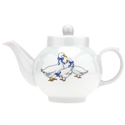 Чайник заварочный фарфоровый "Гуси новые" 700мл, д7,4см, h11,6см, форма "Рубин" (Россия)