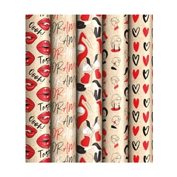 Бумага упаковочная крафт 70*100см ArtSpace Женский стиль 70г/м2 ассорти 5 диз К100_46611/Россия