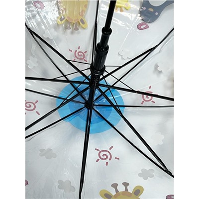 Зонт-трость детский прозрачный с рисунком полуавтомат Арт 603/5