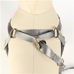 Комплект амуниции с мягкой шлейкой, XL, поводок 120×1.5 см, ОШ 38-52 см, ОГ 42-60 см, серый 7119