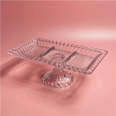 588-699 Прямоугольная менажница 32х18,5х12см на ножке в под.уп.(х6)Стекло