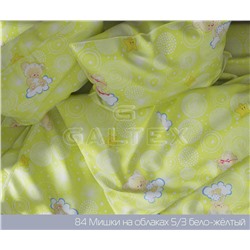 КПБ Мишки на облаках бело-жёлтый яселька с простыней на резинке