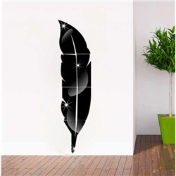 Зеркальные   3d наклейки "ПЕРО" black 18x73cм