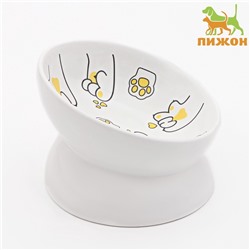 Миска керамическая "Лапа Кота" 150 мл  13 x 9 cм, белая