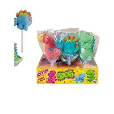 Воздушный зефир на палочке «Заплющь зефирку! ДИНОЗАВРЫ», 24шт.