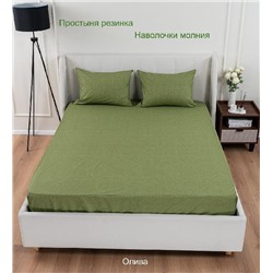 Постельное белье поплин Иваново (без пододеяльника) / Олива