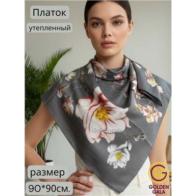 Платок утепленный "Цветы яблони" Арт 2025/07 (серый)