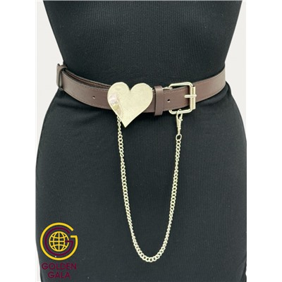 Ремень двусторонний темно-коричневый из экокожи 2,8х115 см Р25