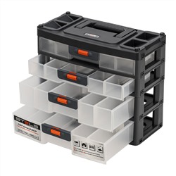Органайзер для хранения с выдвижными лотками 310х150х260мм, 4 секции, пластик Stels