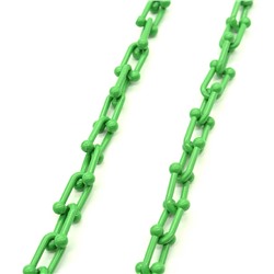 Цепочка для украшений, звено 15*9мм с эмалью цв.зеленый, 50см