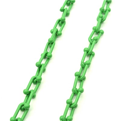 Цепочка для украшений, звено 15*9мм с эмалью цв.зеленый, 50см