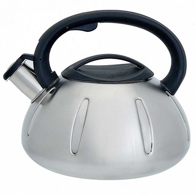 Чайник со свистком 3 л из нержавеющей стали, индукционное дно WEBBER BE-0569/1 сатин, черный